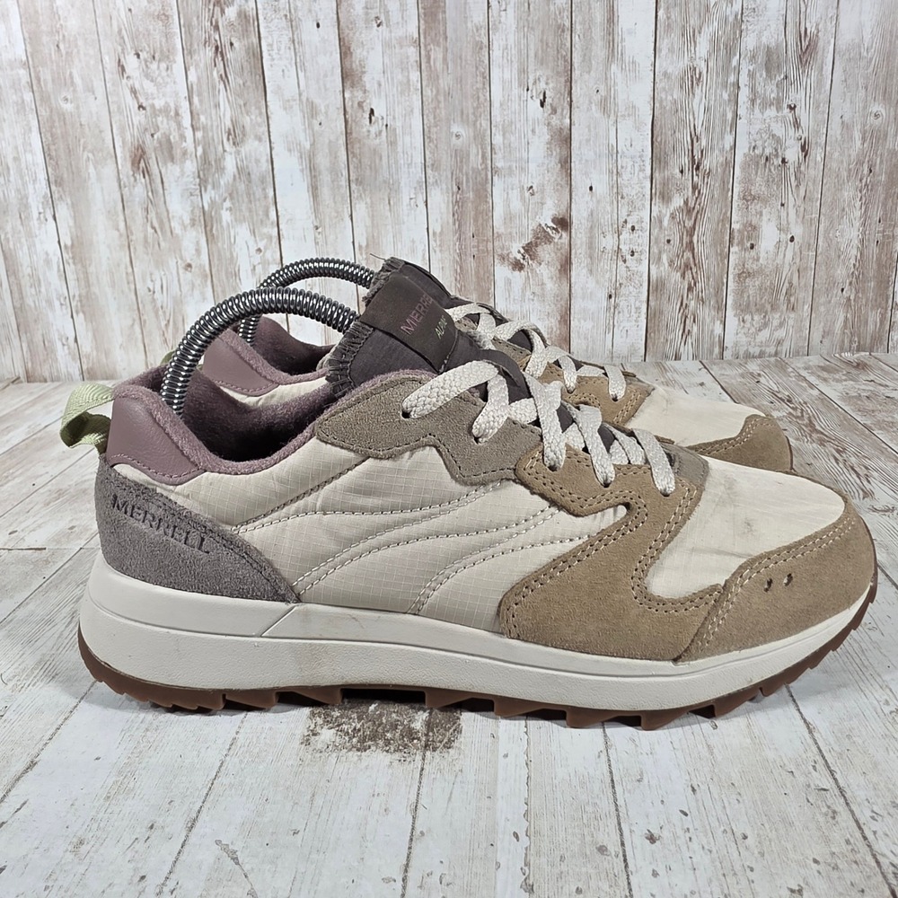 Merrell Womens Alpine Sneaker Tan Beige Mauve Suede Hiking Shoes J006858 Size 9
